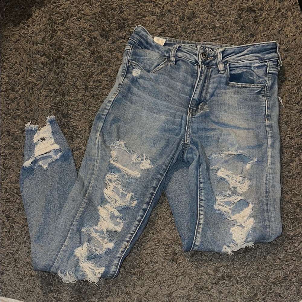 Distressed Blue Jeans